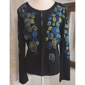 MTWT Artsy Abstract Swirl Embroidery Sweater Y2K